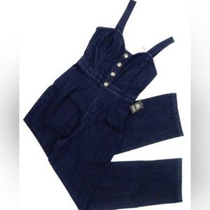 Express Denim Button Front Jumpsuit - XS